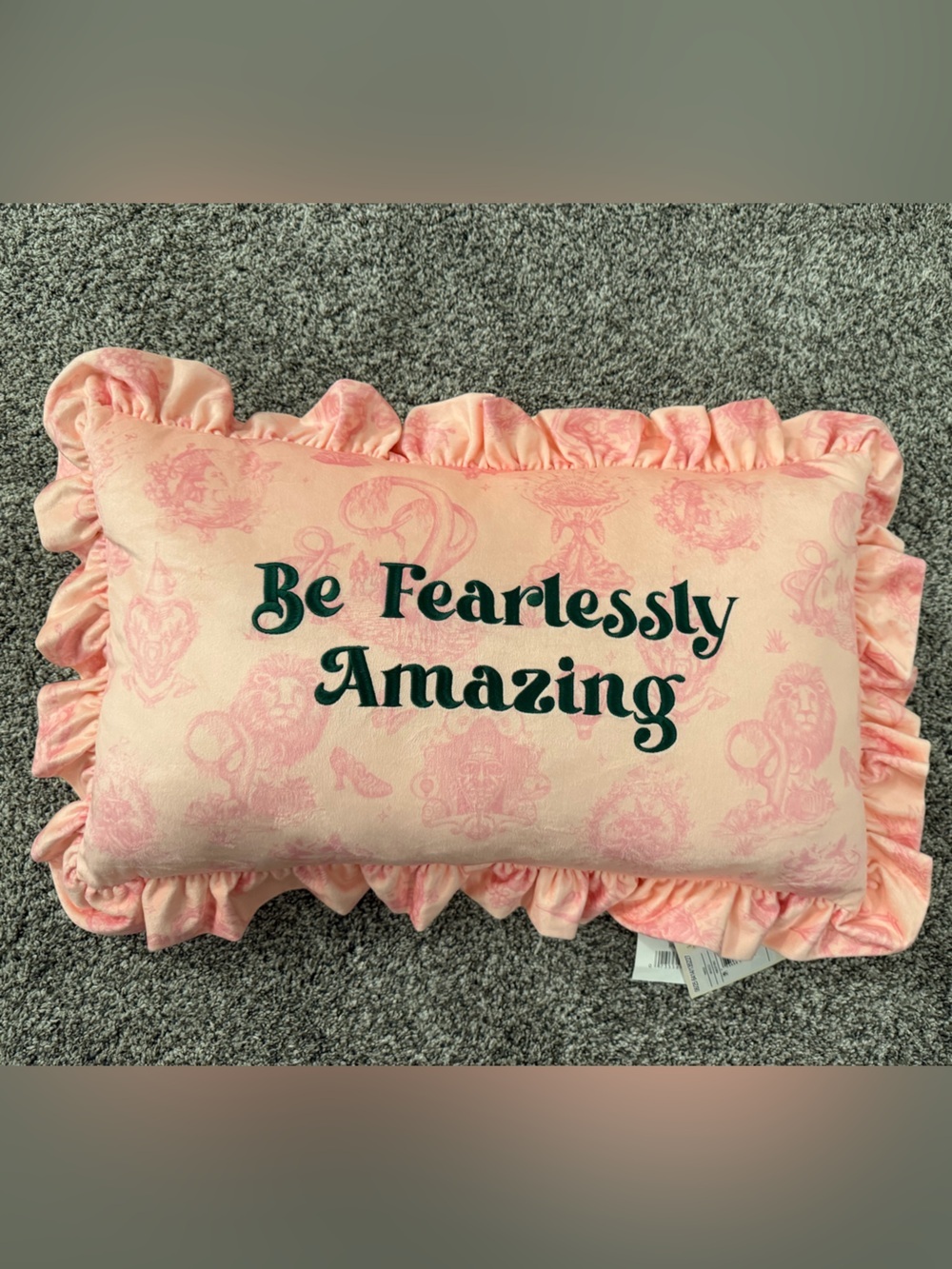 Be Fearlessly Amazing Pink Ruffle Throw Pillow